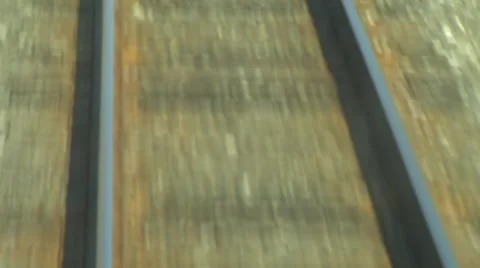 POV from Front of Train Passing Oncoming Freight Train Stock Footage 62786364