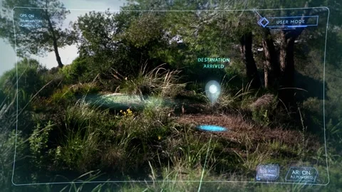 POV Futuristic glasses with interactive AR Stock Footage 310658328