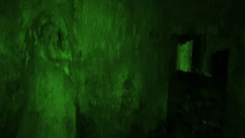 POV - Generic Ghost Hunting TV show exploring old Ruins V1 Stock-Footage 82894792