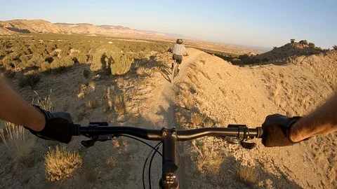 POV Go Pro of mountain biking on Joe's Ridge, Fruita, Colorado. Stock Footage 99655618