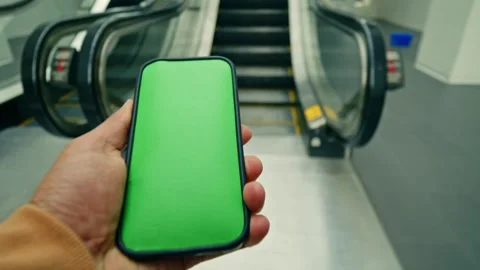 POV Green Screen Smartphone On Train - Man Sitting By Window Seat Stock Footage 311030727
