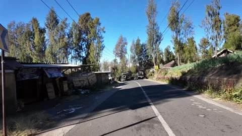 POV Ground Level Drive Through Sukapura Bromo Road Stock Footage 345152521