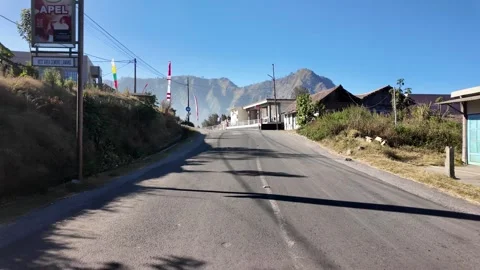 POV Ground Level Drive Through Sukapura Mountain Road Stock Footage 345194826
