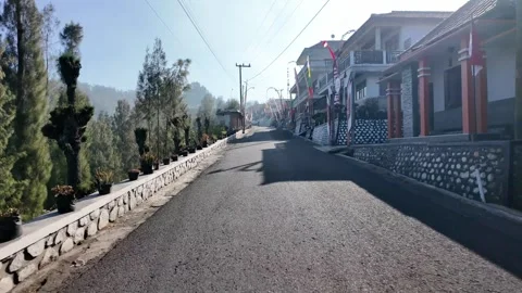 POV Ground Level Road Through Sukapura Village Probolinggo Stock Footage 345152239