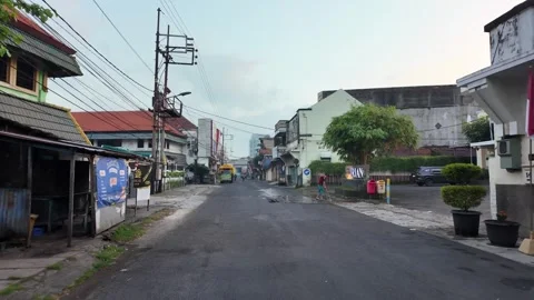 POV Ground Level Street View Surabaya Old Town Stock Footage 345197790