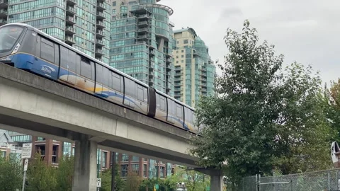 POV handheld Walking Subway Train in Vancouver Canada Stock Footage 281703835