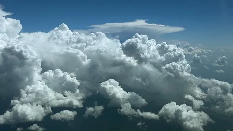 POV High-Altitude Flight over Massive and Threatening Cumulonimbus Storm Clouds Stock Footage 311803134