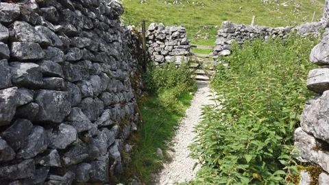 POV Hiking Path to Malham Cove, Yorkshire Dales Stock Footage 307233396