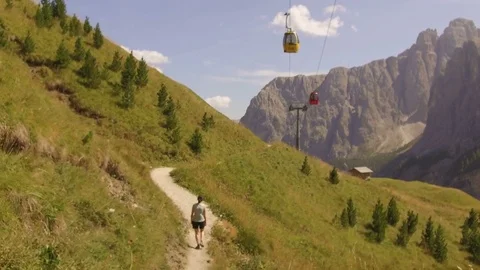 Pov, hiking trail and cable car Stock-Footage 79899251