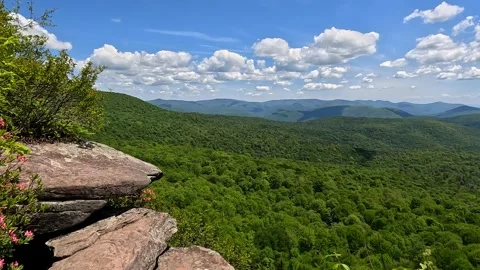 POV Hiking Trail to Giant Ledge Mountain Overlook Catskills NY 4K Stock Footage 336812224
