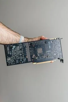 POV Holding NVIDIA GPU Ready for AI Calculations Stockfoto's