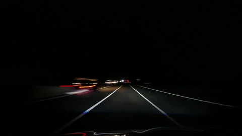 POV Hyperlapse driving on german Autobahn at Night - German freeway Timelapse Stock Footage 145292115