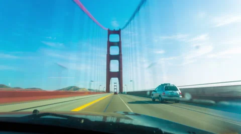 POV Hyperlapse Driving Over San Francisco Golden Gate Bridge To Marin Windshield Stock Footage