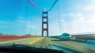 Pov Hyperlapse Driving Over San Francisco Golden Gate Bridge To Marin Windshield Stock Footage