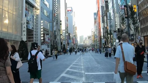 POV Hyperlapse Walking Ginza Street Stock Footage 96072913