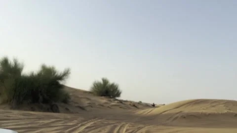 POV Inside Car Dune Bashing On Desert Safari Adventure Stock-Footage 340832380