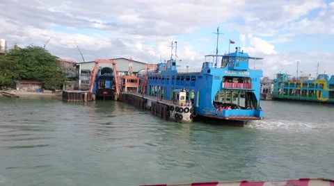 POV Inside Ferry Leaving Jetty Stock-Footage 63879355