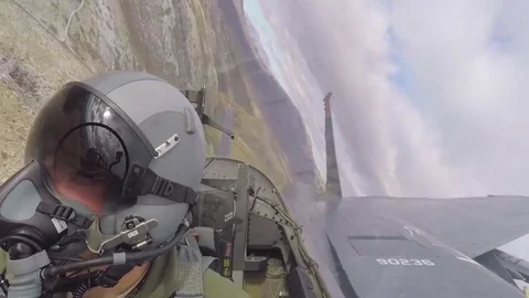 POV from inside of a fighter jet as it flies in formation. Video stock 79511011