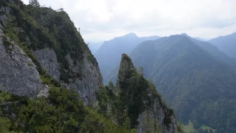 POV inside ropeway moving down from Rauschberg in Ruhpolding, Bavaria Stock Footage 233086547