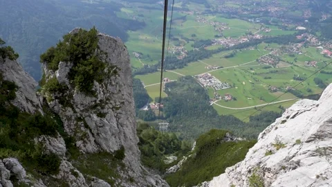 POV inside ropeway moving down from Rauschberg in Ruhpolding, Bavaria Stock Footage 233086587