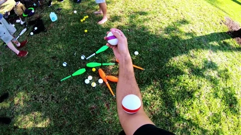 POV juggling tricks 스톡 동영상 172335679