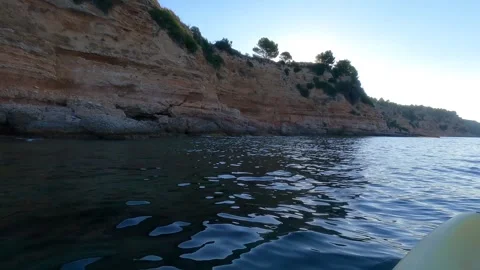 POV Kayaking Through the Clear Ionian Sea Waters of Kefalonia Greece Stock Footage 345544922