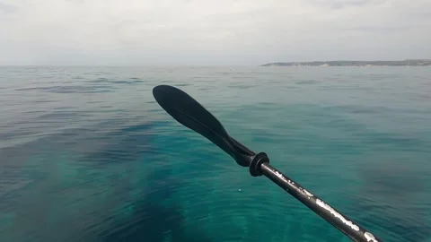 POV Kayaking Through Crystal Clear Waters of Kefalonia Greece in Summer Video stock 343873393