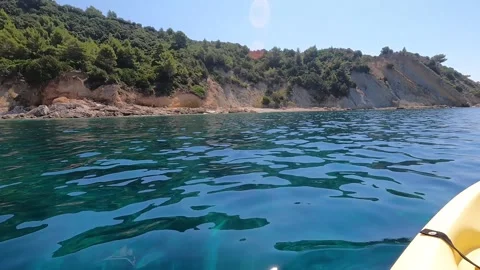 POV Kayaking Through Pristine Blue Waters of Kefalonia Coast 스톡 동영상 340408883