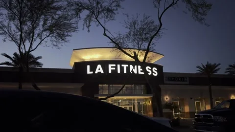 POV Look Through Car Window Towward Gym I Stock Footage 241109142