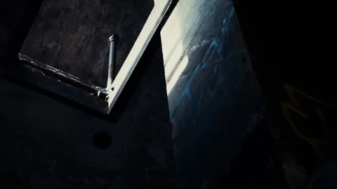 POV looking up the elevator shaft of a creepy abandoned building. Stock Footage 249891758