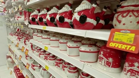 POV Looking Inside at Store During Christmas Time Stock Footage 144493398