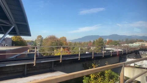 POV Looking Outside Subway Window in Vancouver Stock Footage 282405125