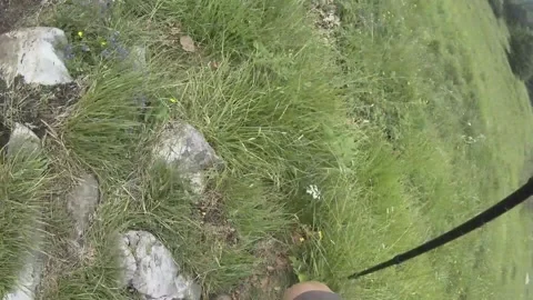 POV man climbs up mountain Stock Footage 144114870