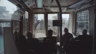 Pov Of A Man Commuting With The Dlr Around Canary Wharf Stock Footage
