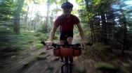 Pov Of A Man Mountain Biking Through A Forest In A European Mountain Range. Stock Footage