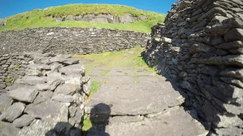 POV Of Man Moving On Old Steps Of Skellig Michael Stock Footage 86067494
