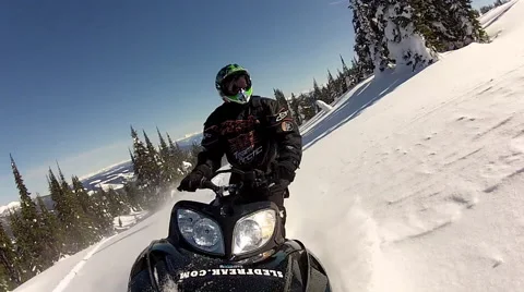 POV of a man riding on a snowmobile. Stock Footage 68599072