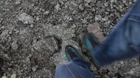 Pov, man walking down, following the climber Stock Footage 54485306