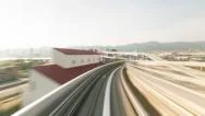 Pov Monorail Hyperlapse Ride Through Kobe Stock Footage