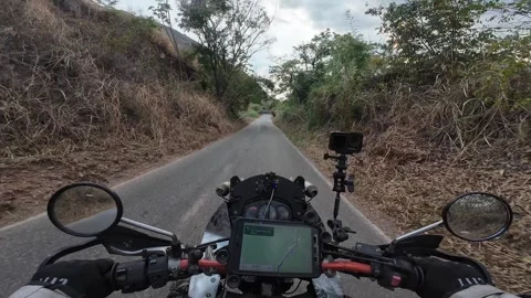 POV Motorcycle Ride Through Dry Mountain Road in La Victoria, Aragua Venezuela Video stock 334582674