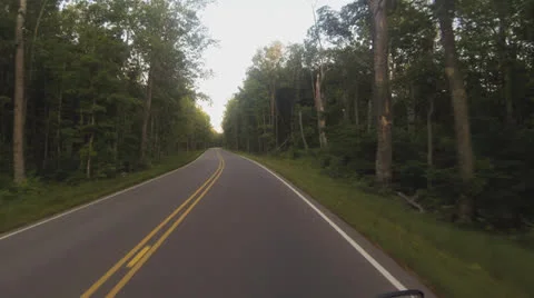 POV of Motorcycle Rider in Michigan's Upper Penisula Stock Footage 25630802