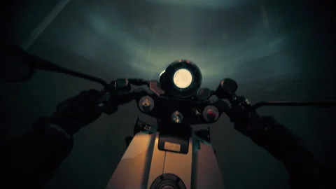 POV from a motorcyclists perspective while riding Stock Footage 264105394