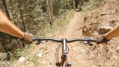 POV mountain biker on single-track trail, Grand Canyon in Arizona. Video stock 99661745