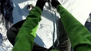 Pov Of Mountain Climbing In The Snow Using Crampons And Ice Axes. Stock Footage