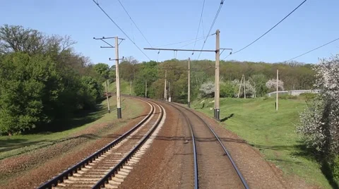 Pov of moving train, tracks Stock Footage 47066411