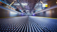 Pov Of Moving Walkway In Airport. Timelapse. Stock Footage