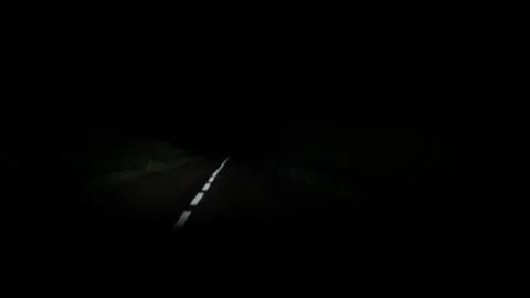 POV Night Drive On Dark Empty Road With White Lines Mystery Mood Video stock 328231224