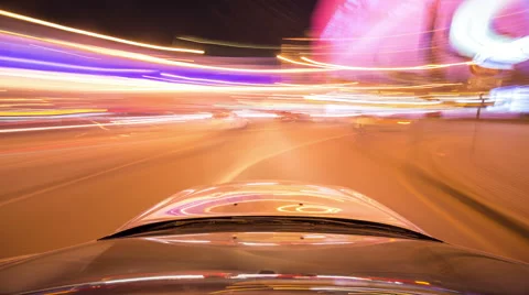 Pov night driving hyperlapse at a modern highway passing a series of tunnels. Stock Footage 61298954