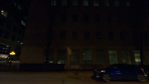 POV night side view downtown Toronto city in COVID 19  pandemic lockdown 動画素材 146385107
