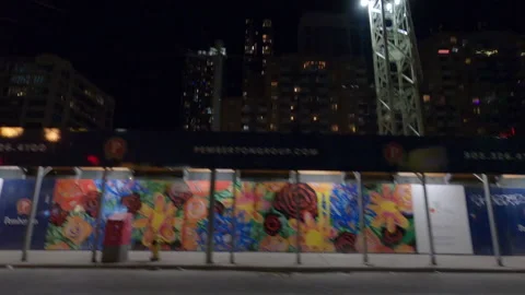 POV night side view downtown Toronto city in COVID 19  pandemic lockdown 库存影片 146388124